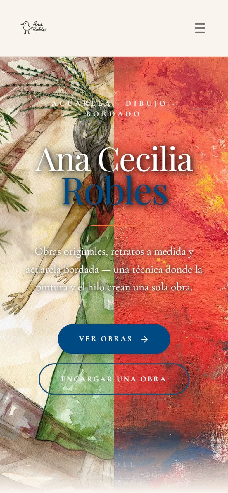 El sitio de Ana Cecilia Robles visto en un celular.
